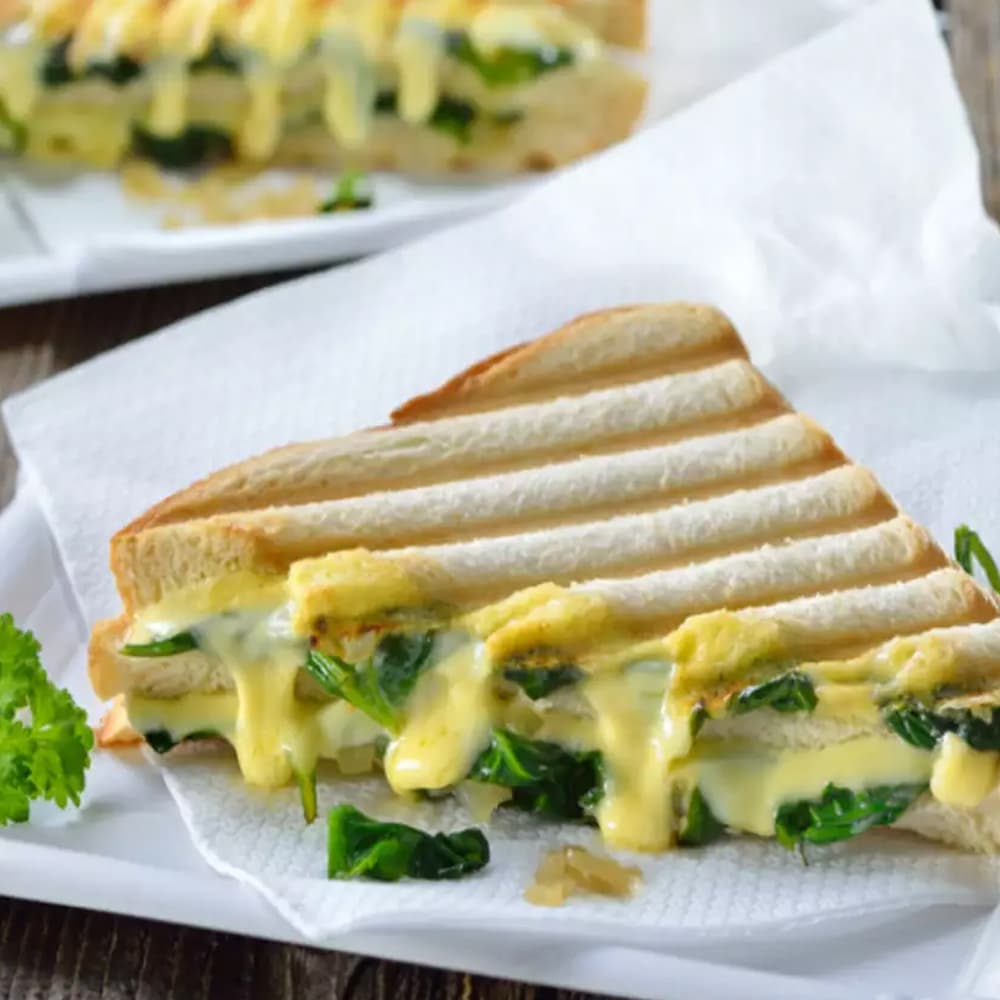 cheese corn and spinach  sandwich